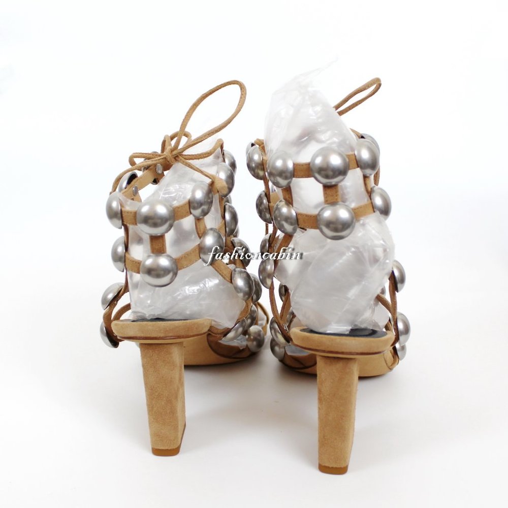 NEW ALEXANDER WANG Studded Lace-Up Sandals | Glam Party Heel, Edgy Luxe Style - Picture 6 of 9